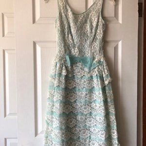 Vintage 50s Baby Blue Lace Party Dress